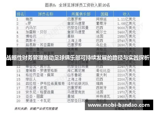 战略性财务管理推动足球俱乐部可持续发展的路径与实践探析